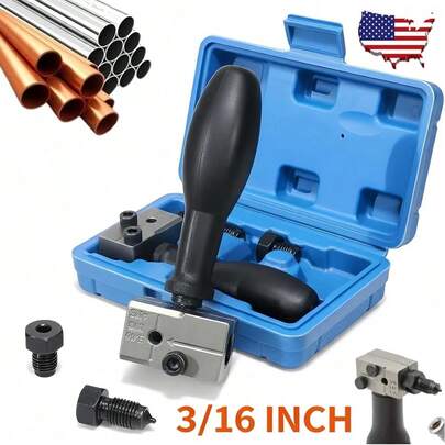 Universal Car Brake Line Flaring Tool Kit, 3/16 Inch Universal Automotive Brake Pipe Flaring Tools Kit, Handheld Double Flare Tool For Brakes Lines, For Tubing, Brake Fuel Line Repair For Cars, Trucks & Motorcycles