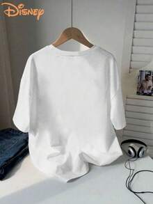 Couples Disney Basic Mickey Minnie Print-Fashion Loose Round Neck For Men And Women With The Same Version, Soft And Slightly Elastic, Suitable For All Seasons, Machine-Washed Fabrics, Perfect Choice For Couples To Wear On Daily Dates. - 女士T卹 - 查看 4