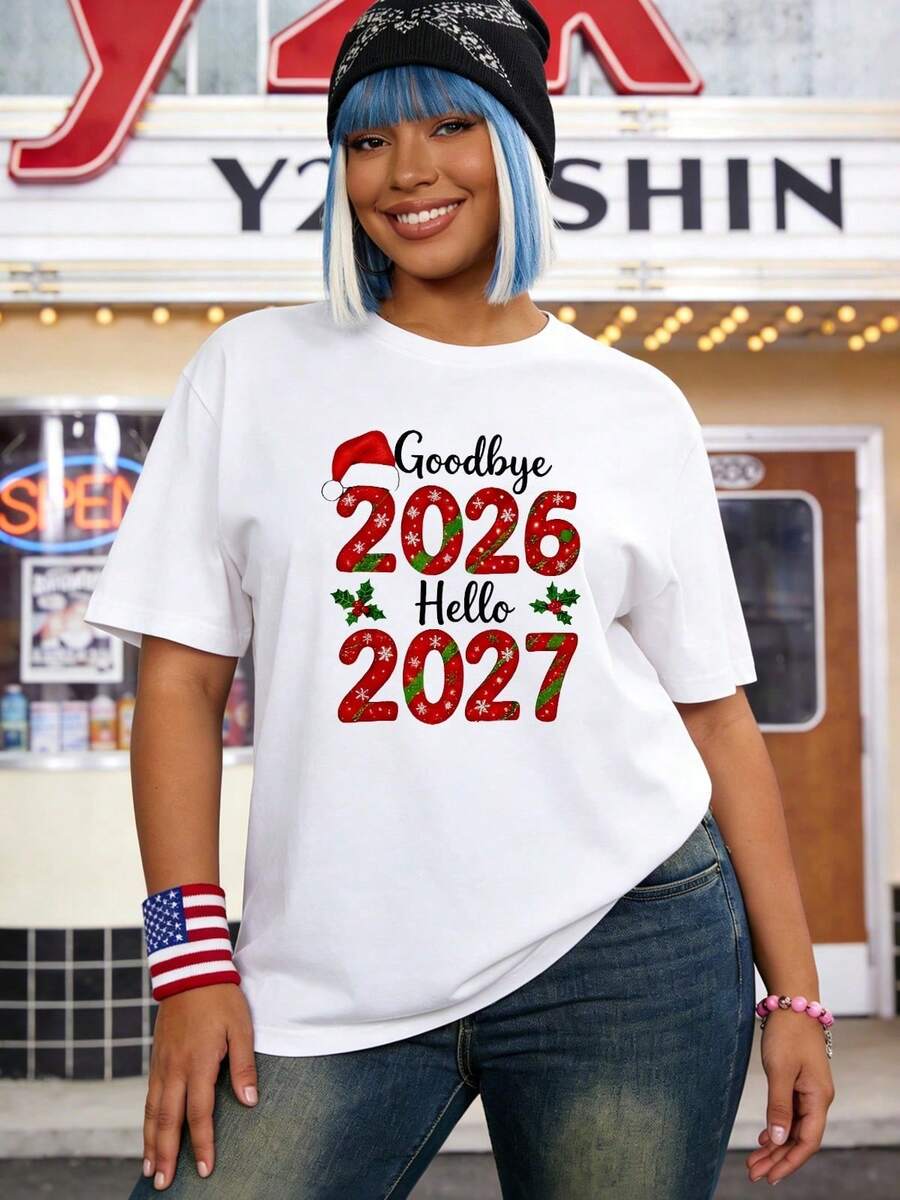 Camiseta de manga corta con cuello redondo suave y casual de verano para mujer, Feliz Navidad, Ropa casual navideña, Ropa de fiesta, Tops navideños para mujer, Tops para salir, Vintage, Generación Z, Tops, Curvas, Ropa Y2K, Algodón, Italia, Grecia, Tops de mujer, Tops bonitos, Camisetas gráficas, Conjuntos de primavera, Estilo callejero americano, Casual deportivo, Estilo unisex, Estilo casual urbano, Casual, Jersey, Camisetas holgadas, Ropa urbana retro, Estilo de los 90, Estilo de los 2000, Subcultura, Estilo europeo, Tops negros, Tops blancos, Conjuntos de fiesta de los 90. Blanco - Blanco - Ver 1