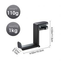 360° Rotating Clamp-On Headphone Stand, Featuring Minimalist & Fashionable Design, Made Of Plastic Material With Cable Management Slot. It Has Anti-Scratch Curved Hook, Stands 4.53 Inches Tall, And Can Support Up To 2.2 Lbs. - Multicolor - View 2