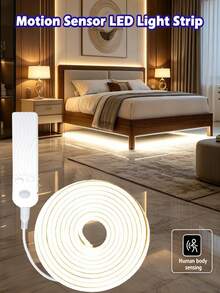 LED Neon Light Strip Motion Sensor Light, Warm White Light Human Sensor Light, 3.28 FT To 32.8 FT Flexible Light Strip, Suitable For Under The Bed, Stairs, Hallway, Cabinet, Bedroom, Etc. - white light - View 2