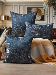 Miater 1pc High-Precision Luxury Geometric Throw Pillow Cover, Sofa Living Room Cushion Cover, Elegant Home Decor Pillow Sham, Inner Pillow Not Included - Blue - View 5