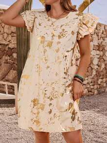 Vestido midi de manga corta con textura de unicolor para mujer de talla grande, atuendo de verano para mujer, atuendo de primavera para mujer, vestidos casuales para mujer, atuendos de vacaciones para mujer, atuendos de campo para mujer, atuendos de vacaciones de verano, vestido blanco de talla grande, vestidos casuales de talla grande, ropa de verano de talla grande para mujer, atuendos de verano de talla grande para mujer, ropa de talla grande para mujer, vestido de talla grande, vestido casual Zanzea para mujer de talla grande - Multicolor - Ver 6