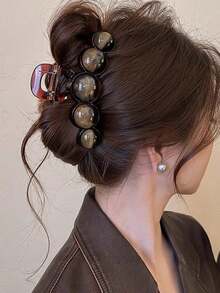 1 Stück hochwertige Haarspange mit Kunstperlen, große Größe geeignet für dickes Haar, Haaraccessoire, Strumpfstoff, Strumpffüllung, Damen-Strumpffüllung, Damen-Schal-Füllung, Erwachsenen-Strumpffüllung, Haarzubehör, Erwachsenen-Haaraccessoires, Haaraccessoires, Geschenkideen für Frauen, Beauty-Strumpffüllung, Damen-Strand-Haarspange-Sommer-Set - Verschiedenfarbig - Übersicht 2