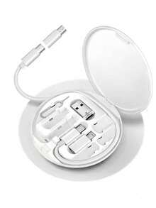 Gesen Kit de adaptador USB con cables de carga, soporte para teléfono, bandeja portaobjectos, pin eyector, cables de datos compatibles con /Android/Type-C - Blanco - Ver 2