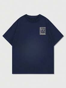Küstenregion| Herren Große Größen Casual Urlaubsstil Ins Coastal Resort Seaside  Muster Kurzarm T-Shirt| Geeignet für Sommertragen| Bequem & atmungsaktiv| Führende Mode - Marineblau - Übersicht 5