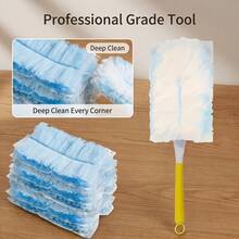 21pcs Set Includes 20pcs Replacement Pads + 1pc Handle, High Density Microfiber Reusable Dust Cleaning Pads, Suitable For Living Room, Bedroom, Kitchen Furniture Dusting Cleaning Tool - Cleaning Brush Set - View 5