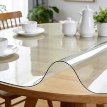 1.5mm Thick Transparent PVC Round Placemats, Soft Glass Material, Waterproof And Oil-Proof, Easy To Clean, Suitable For Kitchen And Dining Table - White - View 3