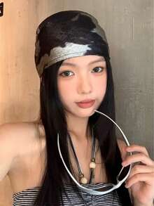 1条热辣街头休闲头巾 - 液态银色和复古墨水染色头巾，多功能头巾，适合嘻哈、音乐节、波西米亚风、度假、旅行必备 - 彩色 - 查看 3