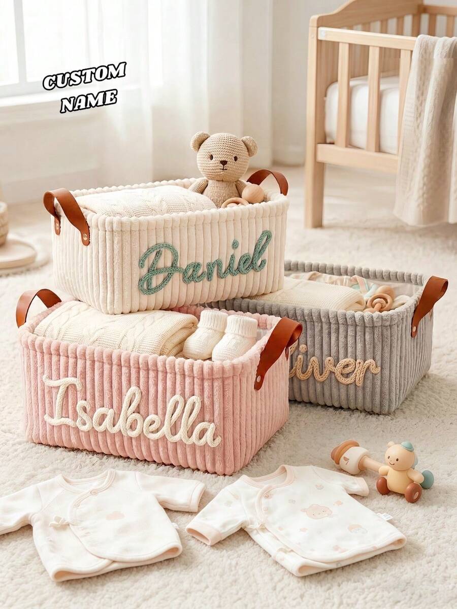 Personalized Storage Basket, Party Gift, Maternity Gift, Room Storage Box With Handle, Gift, Organizer, Aesthetic