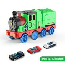Transformable Realistic Toy Train With Spring-Loaded Foldable Track, Suitable For Children; This Model Car Helps Develop Cognitive Skills, Ideal Holiday Gift For Boys And Girls - Multicolor - View 3