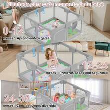 Corralito Para Bebe Corral 1.2m X 1.2m De Juegos Niños Bebés Gris Jirafas - Gris - Ver 2