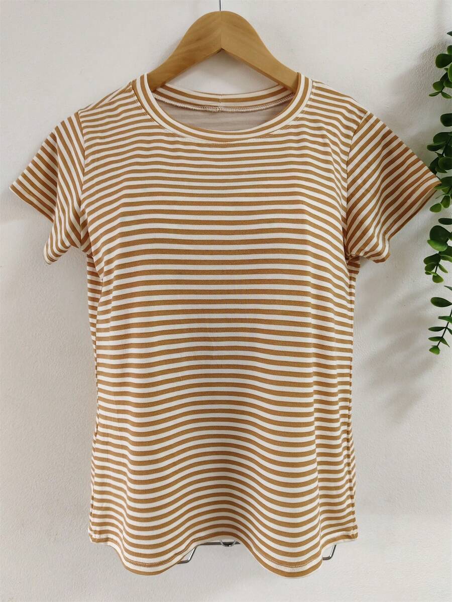 Women's Lace Knit Blouse - 條紋杏 - 查看 1