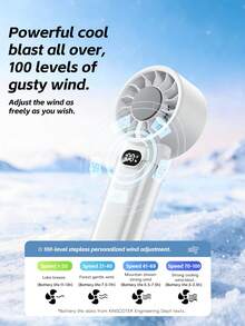 kinscoter 1 quạt điện cầm tay mini tốc độ cao 3000mAh có thể sạc lại, dùng cho du lịch cắm trại ngoài trời với 100 mức tốc độ, quạt làm mát cá nhân mini cầm tay. - Cầm tay - Xem 6