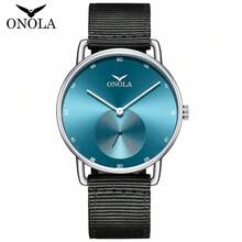 ONOLA Reloj de cuarzo para hombres 2026 nuevo, resistente al agua 30M, correa de nailon casual, esfera azul clásica y retro - Unitalla - Ver 12