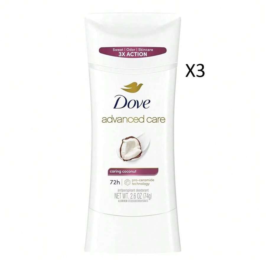 Dove Advanced Care 72 Hour Antiperspirant Deodorant Caring Coconut 2.6oz / 74g 3 Pack - Quả dừa ân cần - Xem 1