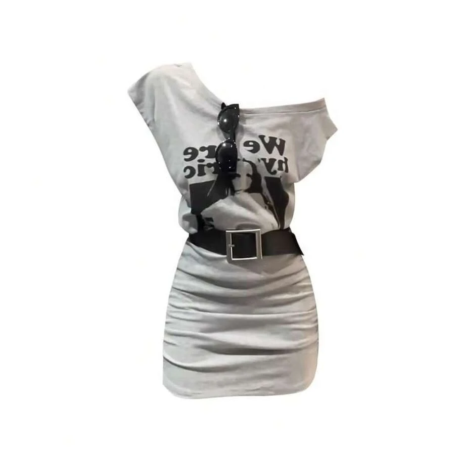 Women Active Dresses - Gray (with Belt) - View 1