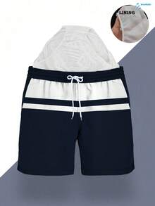 Mercer Haus Mens Hawaiian Print Swim Trunks, 3 Inch Quick Dry Beach Shorts With Mesh Liner Elastic Drawstring Waist Pockets Colorblock 3D Board Shorts - Multicolor - View 4