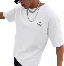 Fanahat-Camisetas gráficas para hombre, camisetas clásico con estampado de letras de gran tamaño, ropa de calle, rapero, playera casual - Blanco - Ver 2