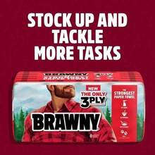 Brawny Tear-A-Square 3-Ply Paper Towels – 2 Triple Rolls (114 Sheets/Roll), Strongest On Market*, SFI-Certified, Custom Clean Sizes - 1 - Xem 5