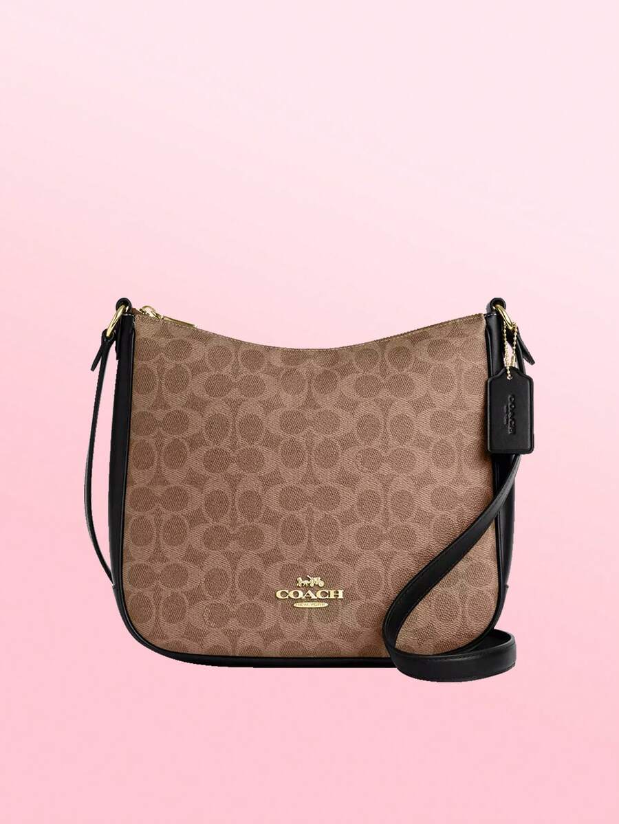 Túi đeo chéo nữ COACH Ellie 27 Classic Logo Zip Closure bằng vải canvas phủ lớp chống thấm, phụ kiện thời trang và thanh lịch. - màu nâu lá phong - Xem 1