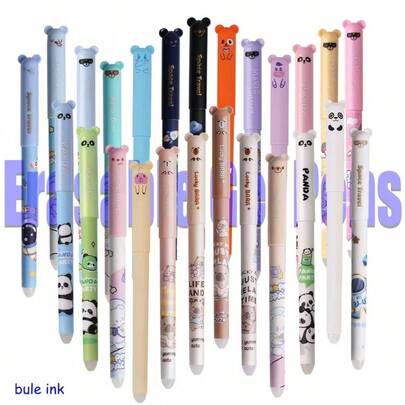 24pcs Animal Shaped Erasable Gel Pen Set, [4 Pens + 20 Refills] 0.5mm Fine Tip, Blue Ink, Built-In Eraser, Ideal For Note-Taking And Writing, Perfect For Office, School, Birthday, Christmas, Valentine's Day, New Year Gifts, Easter Gifts