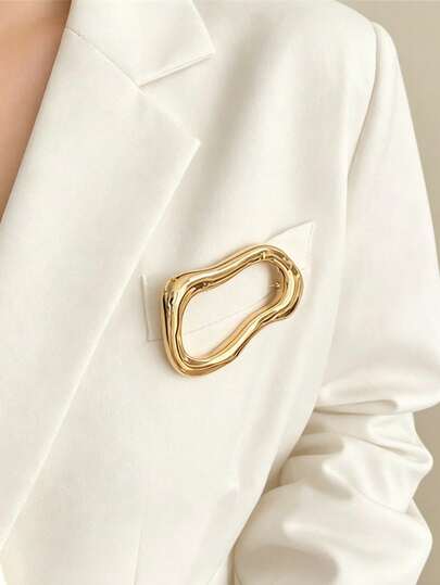 1pc Retro Asymmetric Geometric Brooch, European And American Style Suitable For Party, Banquet, Vacation, Daily Wear, Suit, Jacket Decoration, Women Brooch, Bag Decoration, Women Accessory, Women Brooch, Backpack Pin, Women Corsage