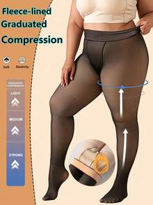 2pcs/Set Women's Plus Size Thermal Lined Tight Leggings, Micro-Compression Thermal Skinny Footed Tights, Fashionable & Elegant For Outdoor Wear, Available In 3 Colors - Multicolor - View 3