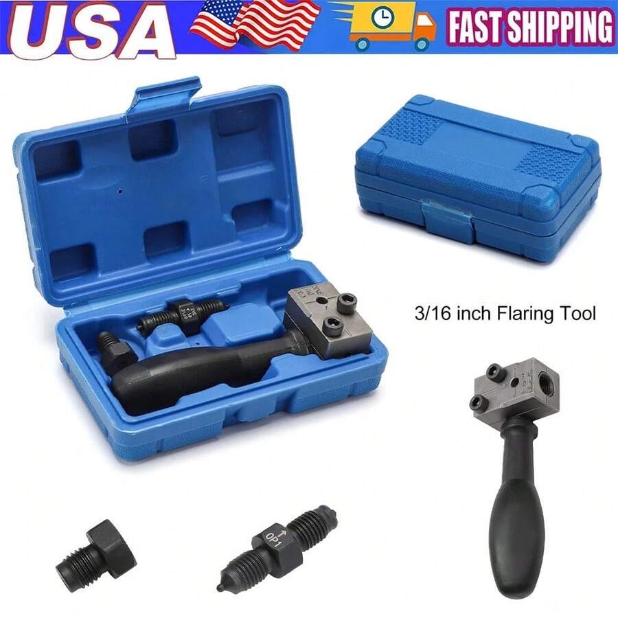 Universal Car Brake Line Flaring Tool Kit, 3/16 Inch Universal Automotive Brake Pipe Flaring Tools Kit, Handheld Double Flare Tool For Brakes Lines, For Tubing, Brake Fuel Line Repair For Cars, Trucks & Motorcycles