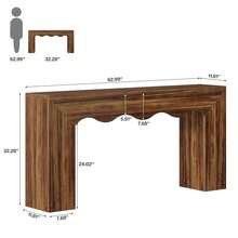 LITTLE TREE 160 Cm Console Table For Hallway, Narrow Entryway Table With Wavy Design, Couch Table Behind Sofa For Entryway, Living Room - Coffee Brown - View 2
