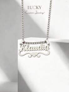 Customized Name Necklace, Double-Layer Gold-Plated Personalized Letter Necklace, Minimalist Daily Style, Customizable Exclusive Text. Product Includes Gift Box, Suitable As Valentine's Day Gift, Birthday Gift, Mother's Day Gift, And Everyday Gift. - Necklace - View 9