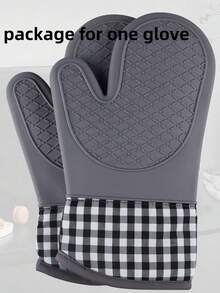 1pc Kitchen Heat-Resistant Glove, High Temperature Resistant, Wear-Resistant, Suitable For Clay Pots, Steamer Pots, Soup Pots And Other Heat-Insulating Cookware. Gray, White, Good Heat Insulation, Suitable For All People, Home Essential, Halloween, Soft, College Dorm Essential, Camping Essential, Holiday Essential, Summer. - Multicolor - View 2