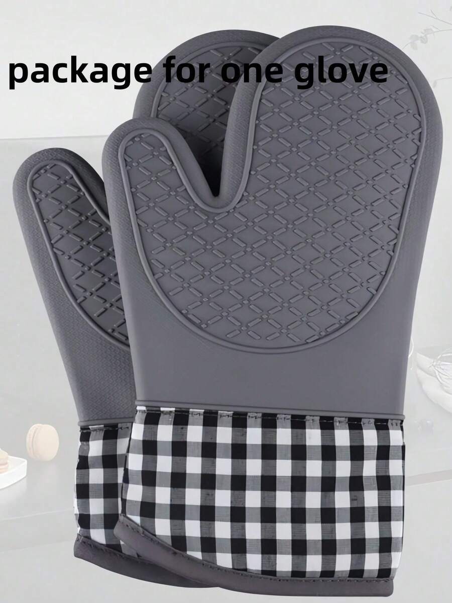 1pc Kitchen Heat-Resistant Glove, High Temperature Resistant, Wear-Resistant, Suitable For Clay Pots, Steamer Pots, Soup Pots And Other Heat-Insulating Cookware. Gray, White, Good Heat Insulation, Suitable For All People, Home Essential, Halloween, Soft, College Dorm Essential, Camping Essential, Holiday Essential, Summer.
