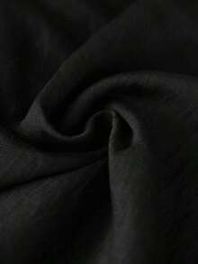 Vestido casual de primavera con cuello redondo, manga corta y bolsillo para mujer de talla grande - Negro - Ver 8