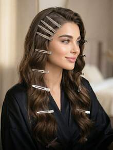 10个/20个Y2K风格镂空金属银色发夹，3.54英寸，方便时尚，适合女性日常发型设计和沙龙使用。 - 銀色 - 查看 8