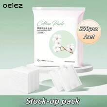 OEIEZ 高级面部卸妆棉，双面双效，无绒毛，柔软吸水，低过敏性，多层设计，200片装（1包） - 查看 15