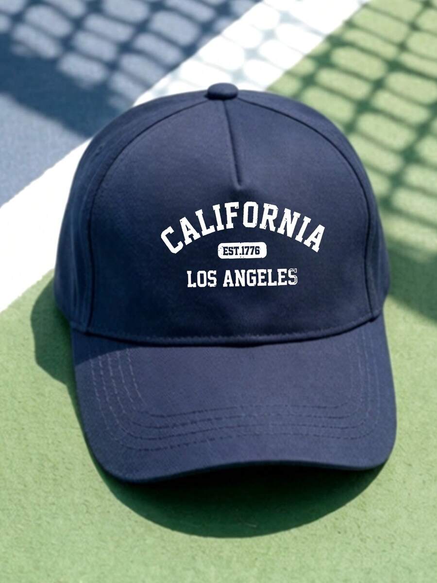 California Los Angeles Print Font Pattern 1pc Unisex Adjustable Baseball Cap Hat For Men Women Machine Washable Outdoor Sun Hat For Beach Camping Sports And Leisure Hat A Perfect Gift For All Seasons - Màu xanh hải quân - Xem 1