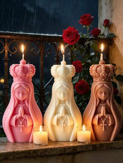 1pc Crown Prayer Girl Scented Candle, Fragrance Gift, Suitable For Home Decor And Romantic Date Setting/Decorative Candle