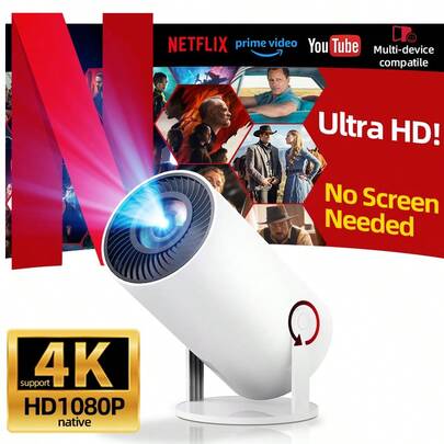 HUASHIJIE 4k Home Ultra HD 5G Projector Multi Functional Immersive Home Cinema, Supports WiFi Connection To Android Apple Phone, Directly Projected White Wall Projector Home KTV Gaming Online Course Bedroom Dormitory, Supports HD Interface, USB Interface Connection, Built In Android System Massive Application Download, Built In Sound System, Outdoor Projection, Christmas And Valentine's Day Gifts