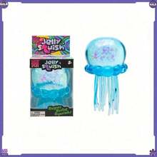 Jellyfish Squishy Fidget Toy, Silicone Octopus Water Play Squeeze Toy, Slow Rising Stress Relief Props - Blue - View 5