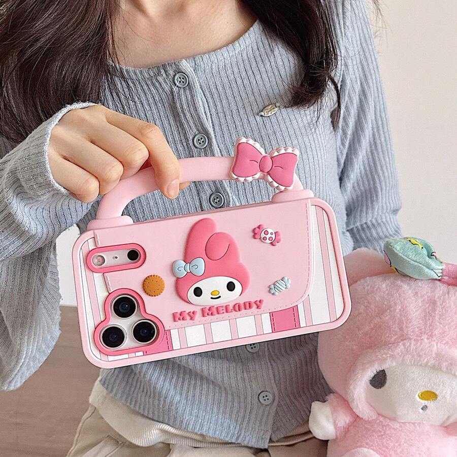 SANRIO 1个新款创意可爱旋律Hello Kitty蝴蝶结硅胶软壳，兼容 17/17Pro/17PM/16/16Pro/16PM/15/15Pro/15PM，防震硅胶手机壳，适用于 14ProMax/14Pro/14/13ProMax/13Pro，时尚卡通少女独特手机保护套 - 彩色 - 查看 1