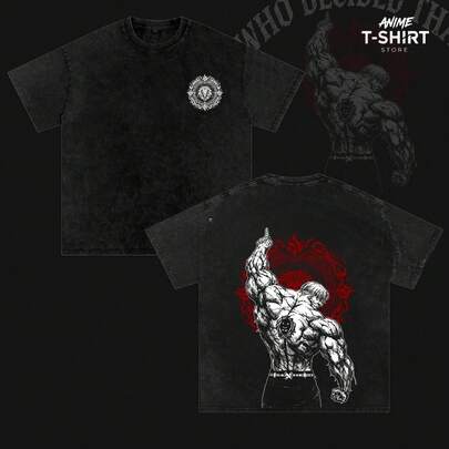 Escanor The Seven Deadly Sins Who Decided That Vintage Washed T-Shirt, Relaxed Fit, Heavyweight Cotton, Unisex Streetwear Casual Wear, Gift For Anime Fans,Cosplay