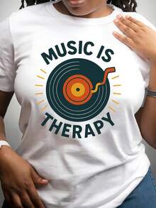 Women's Music-Inspired Short-Sleeved T-Shirt, Casual Spring And Summer T-Shirt, Women's Summer Clothes, Casual Short-Sleeved T-Shirt. - 白色 - 查看 6