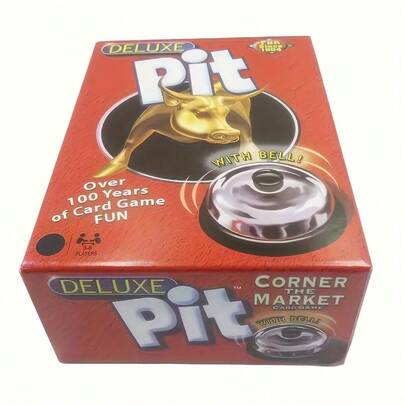 Deluxe Pit Corner The Market Card Game With Bell, Fast-Paced Trading & Negotiation Game For Groups, Classic Party Game With Over 100 Years Of Fun, Interactive Competitive Play For 3-8 Players, Noisy & Lively Entertainment For Game Nights, Family Gatherings And Casual Events