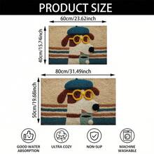 1pc Dog Print Super Soft Microfiber Bath Mat, Non-Slip Bathroom Rug, Door Mat, Absorbent Bath Mat, Machine Washable, Low Pile, TPR Anti-Slip Bottom, Knitted Fabric, Suitable For Bathroom, Bedroom, Kitchen, Entryway, Indoor & Outdoor Use, Bathroom Decor Accessory, Perfect Housewarming Gift - Multicolor - View 3