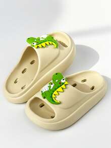 HAHABOBO Children's Cartoon Dinosaur EVA Slippers, Breathable Hole Design Soft Sole Sandals, Summer Beach Home Shoes, Suitable For Boys And Girls - Apricot - View 3