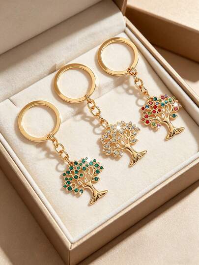 1 chiếc móc khóa hình cây sự sống/cây tiền tài kiểu Âu & Mỹ thời trang - Thích hợp cho chìa khóa xe hơi, trang trí túi xách của nữ