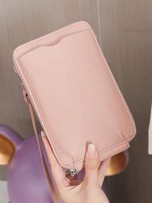 Classic And Minimalist Women's Handbag Fashionable PU Leather Large Capacity Shoulder Bag Solid Color Crossbody Zipper Phone Bag - SJ641-2-grey - View 7