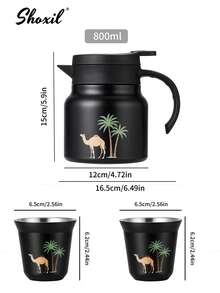 shoxil 1pc Stainless Steel Insulated Coffee/Tea Pot With Removable Filter, Suitable For Hot & Cold Beverages, Double-Wall Vacuum , Ideal For Home, Office, Travel, Gift - Pot - View 10