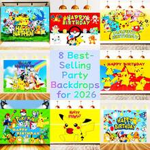 1pc/Set Cartoon Themed Birthday Party Supplies/Celebration Party Backdrop, Includes Party Supplies And Decorative Backdrop With Vibrant Cartoon/Anime Patterns - Multicolor - View 1